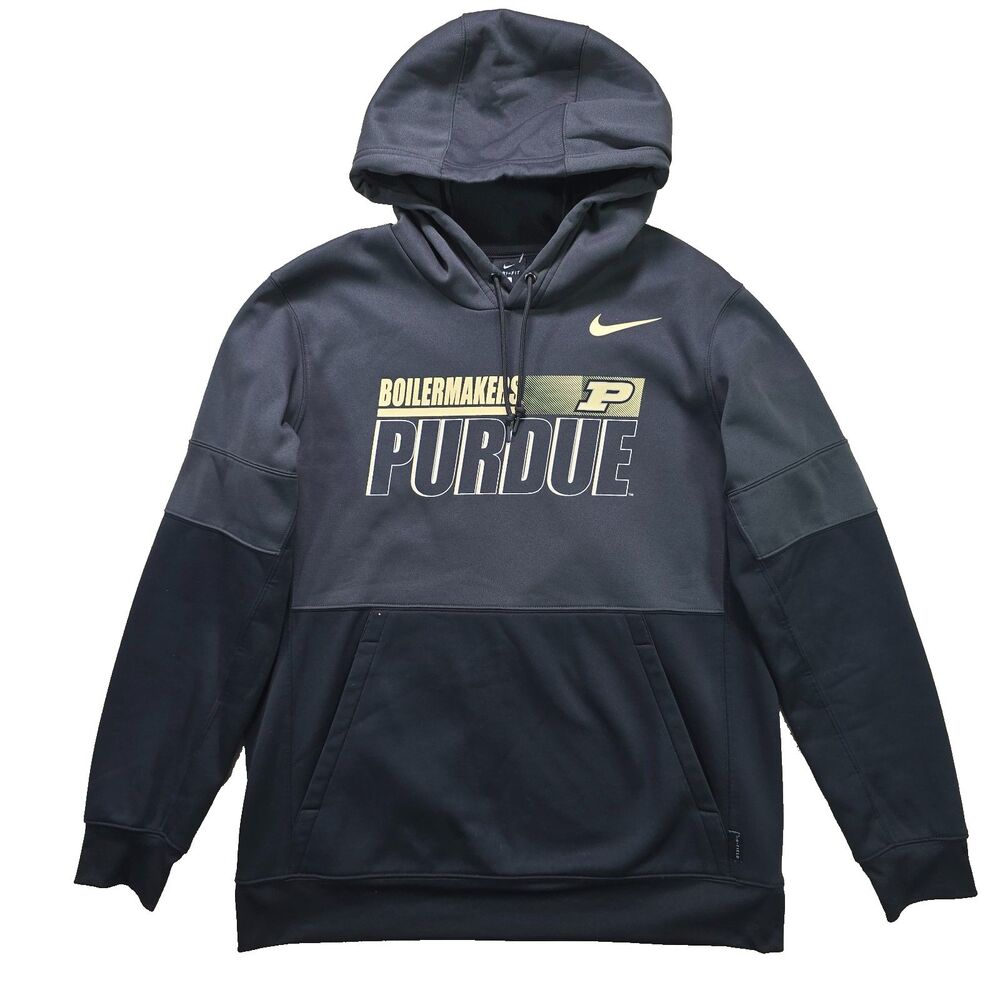 Purdue Boilermakers Hoodie Men's L Gray Black Nike On Field Sweatshirt NCAA